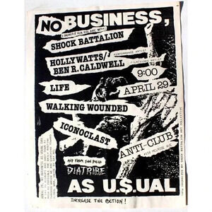 Vtg Rock Thrash Heavy Metal Band Concert Flyer No Business Anti-Club Melrose Ave